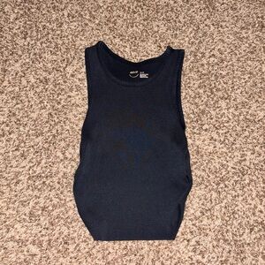 Black Ruched Cropped Tank